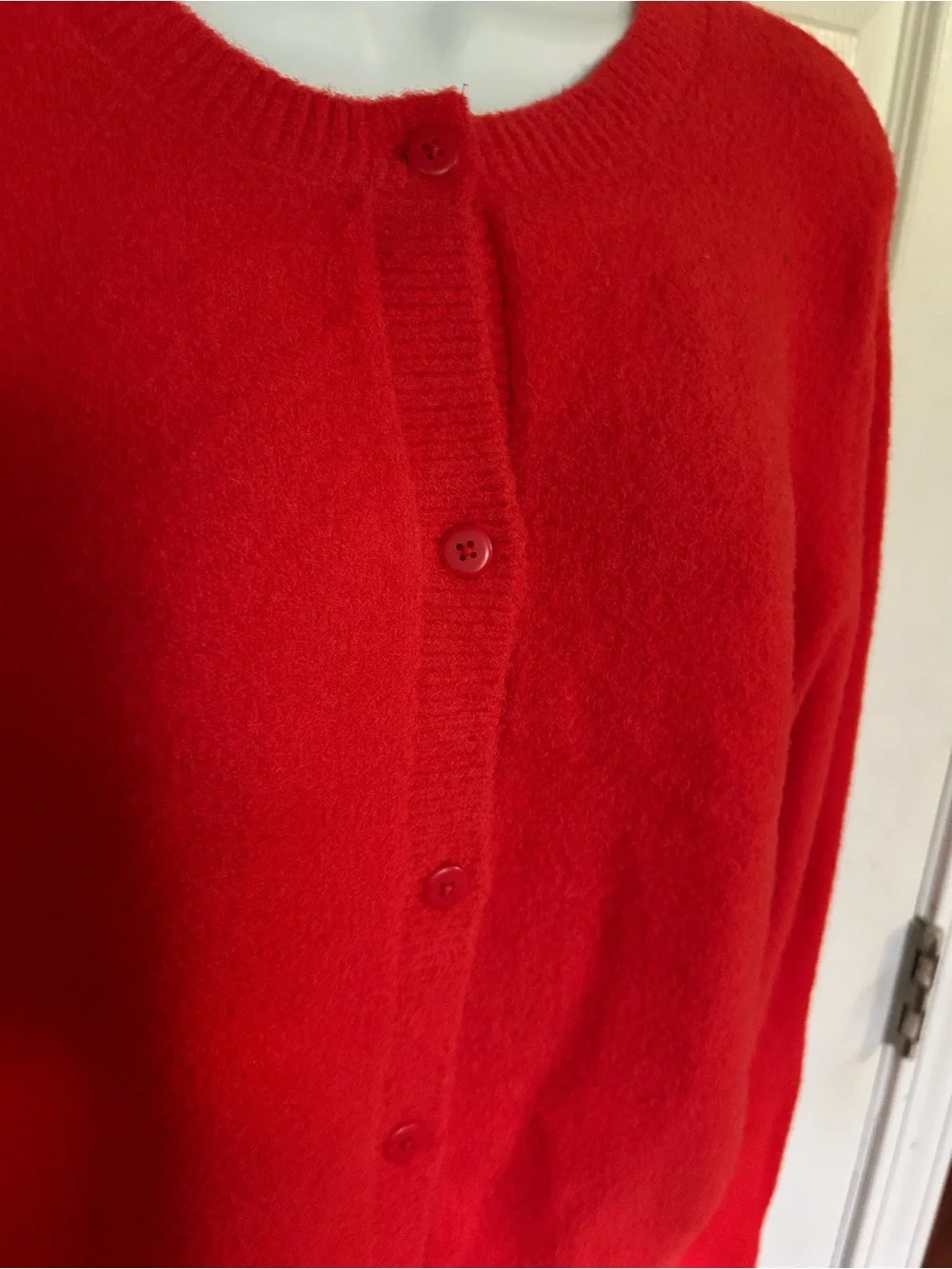 Alo yoga Snuggle Up Sweater Cropped Cardigan in Bright red color
